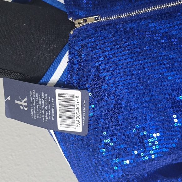 Sparkling Blue Sequin Bomber Jacket - Picture 2 of 6